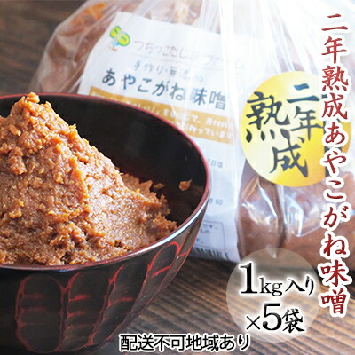 【ふるさと納税】つちっこ田島ファーム 二年熟成 あやこがね味噌 1kg入り×5袋（合計5kg） みそ
