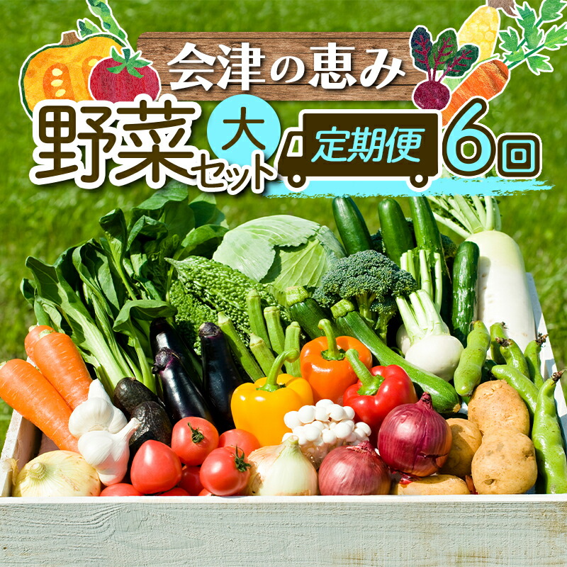 【ふるさと納税】《定期便》＜3市町村共通返礼品＞会津の恵み野菜セット(大)《全6回》 朝採れ 野菜 お米 精米 米 セット 詰合せ 契約農家 朝採り 採れたて 新鮮 会津野菜 定期便 6回 6ヶ月 連続 F4D-1415