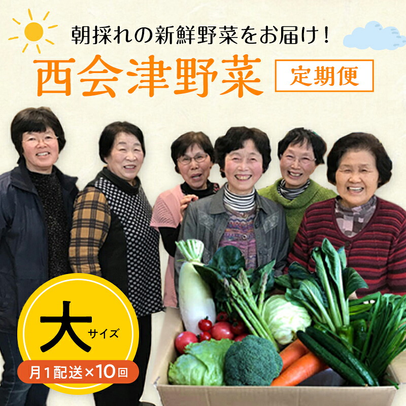 【ふるさと納税】西会津野菜セット定期便(大)10回 F4D-1402|福島県西会津町