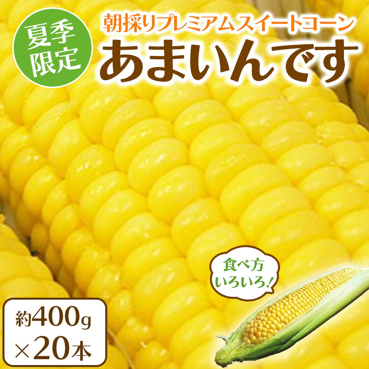 【ふるさと納税】【先行予約】夏季限定 朝採り プレミアムスイートコーン 「あまいんです」 20本 約8kg | 激甘 フルーツとうもろこし 産地直送 ※2026年8月~発送|福島県猪苗代町