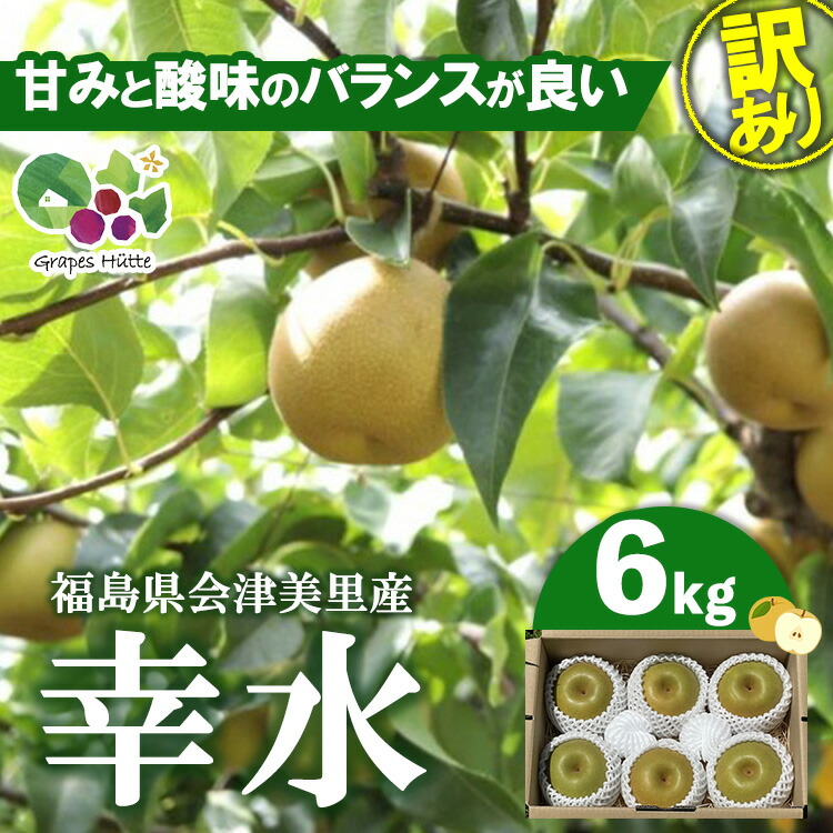 【ふるさと納税】【先行受付】《訳あり》会津の美味しい梨 幸水 約6kg（10玉～12玉）◇｜ 期間限定  家庭用 梨 なし ナシ 果物 フルーツ 甘い ジューシー 果実 くだもの 国産 果実 会津美里町産 ※2025年8月下旬～9月上旬頃に順次発送予定