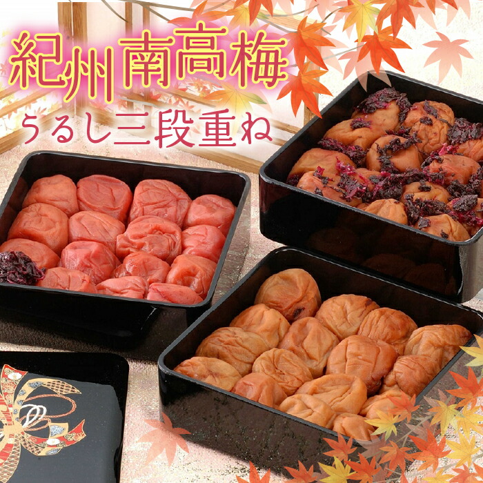 【ふるさと納税】紀州南高梅 うるし三段重ね　FU-350　ITTAG101　| 梅干し 梅干 うめぼし 梅 うめ ウメ 贈答 ギフト 人気 ふるさと納税 送料無料