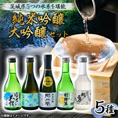 【ふるさと納税】いばらきの地酒純米吟醸・大吟醸 300ml 5本セット 5つの水系を堪能【配送不可地域：離島・沖縄県】【1597909】