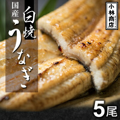 【ふるさと納税】うなぎの六三 こばやし商店 国産 白焼うなぎ 約135g×5尾 自家製たれ5個付 木箱入【配送不可地域：離島・沖縄県】【1607951】