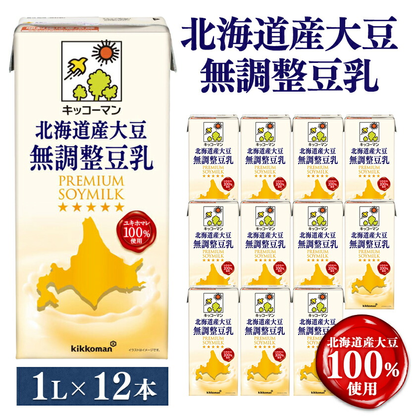 【ふるさと納税】キッコーマンソイフーズ 北海道産大豆 無調整豆乳 1L×12本_ 北海道産大豆 国産 豆乳 無調整 キッコーマン 大豆イソフラボン ヘルシー 植物性ミルク ソイミルク 人気 送料無料 【配送不可地域:離島・沖縄県】【1389467】|茨城県