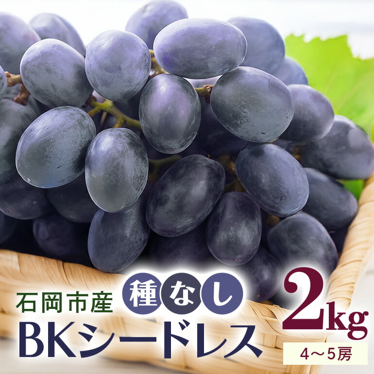 【ふるさと納税】【 2026年 先行予約 】 BKシードレス ( 種なし ) 2kg 開田ぶどう園 4房 ～ 5房 ぶどう ブドウ 種無しぶどう 国産 果物 くだもの 葡萄 フルーツ 2キロ 甘い 糖度 高い 9月 発送 秋 旬 品種 茨城県産 産地直送 産直 農家直送 冷蔵 茨城県 石岡市 (A01-007)｜茨城県石岡市