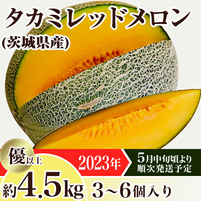 メロン 先行予約 12-19茨城県産タカミレッドメロン約4.5kg(3〜6個)