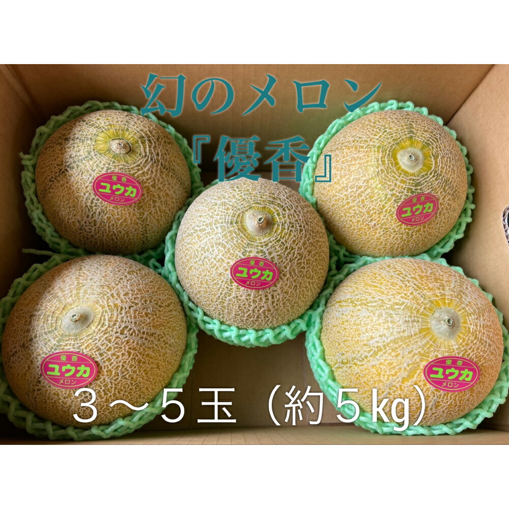 【ふるさと納税】【先行予約】令和7年 優香メロン 3～5玉（約5kg）甘くてジューシーなメロン 幻の優香メロンです！ 中々市場では出回らない稀少な品種です♪ めろん 常総市 フルーツ 果物 ※2025年6月中旬～6月下旬頃に順次発送予定 ※沖縄・離島への配送不可