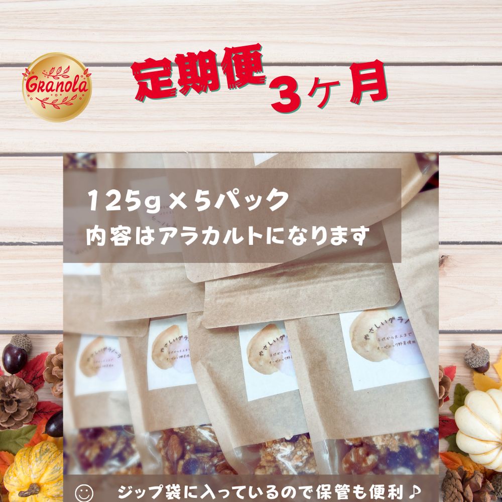 【ふるさと納税】【定期便】3ヶ月定期旬の味覚の無添加グラノーラ125ｇｘ5パック お中元 お歳暮 内祝い 快気祝い