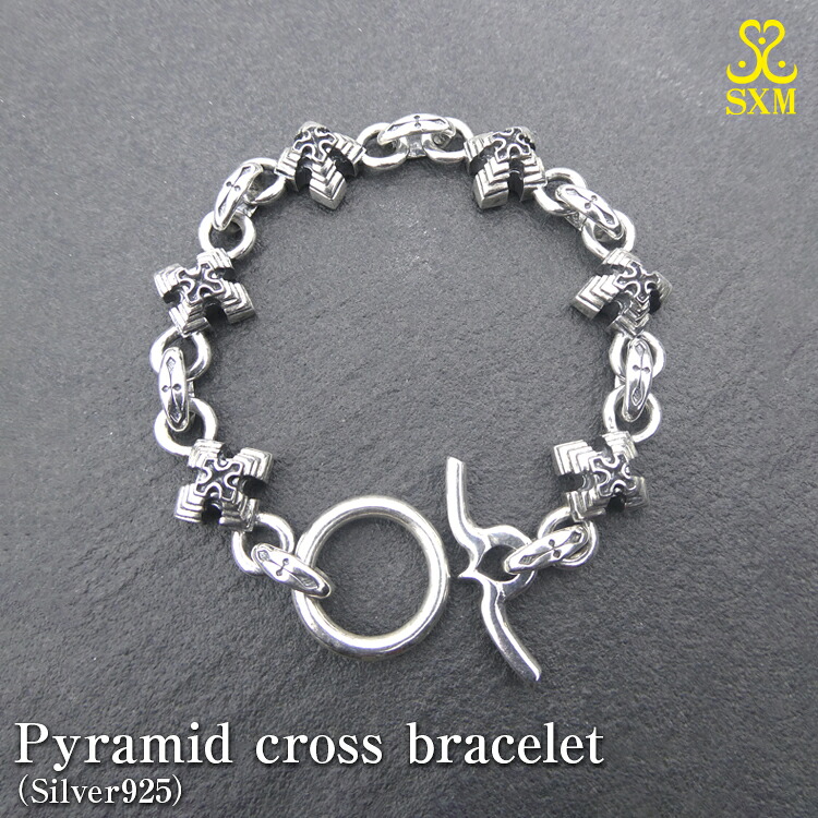 【ふるさと納税】Pyramid cross bracelet ピラミッド クロス ブレスレット ｜ 腕輪 シルバー アクセサリー 十字架 モチーフ 925 ブレス ハンドメイド ジュエリー アクセ ファッション 人気 シンプル ギフト プレゼント お中元 お歳暮 内祝い 快気祝い 136,000円