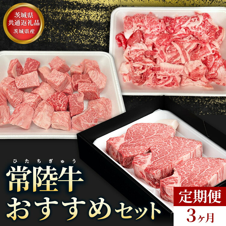 【ふるさと納税】【茨城県共通返礼品】茨城県産【定期便】常陸牛 おすすめセット 3ヶ月連続 定期便 お肉 お中元 お歳暮 内祝い 快気祝い