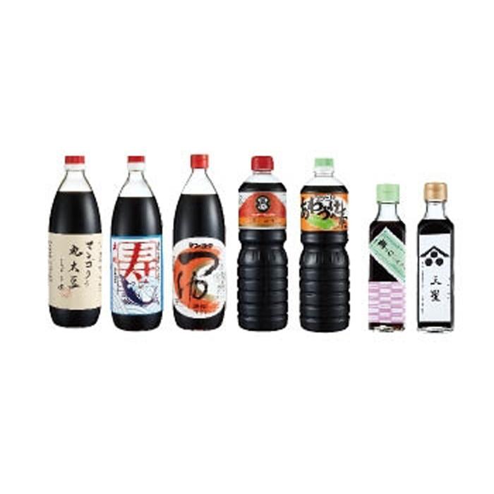 【ふるさと納税】元禄年間創業 立川醤油店 オールスターセット（マンゴク醤油1L・マンゴク丸大豆醤油1L・寿 かつおだし醤油1L・マンゴクのつゆ1L・あわづけの素1L・梅っこしょうゆ200ml・三星醤油 生醤油 200ml） | 茨城県 常陸太田市 醤油 つゆ セット 風味 贈り物 ギフト