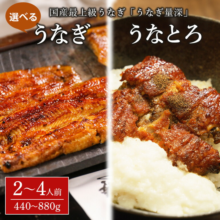 【ふるさと納税】【TVで紹介されました】うなぎの量深 うなぎ 鰻 選べる 2～4人前 440g 660g 880g 2～4尾 土用の丑の日 ウナギ うなとろ おすすめ 蒲焼き 蒲焼 国産 解凍 冷凍 加工品 土用 丑の日 お歳暮 お中元 お祝い 笠間市 茨城県 とろろ 老舗 贈答 贈り物 真空パック