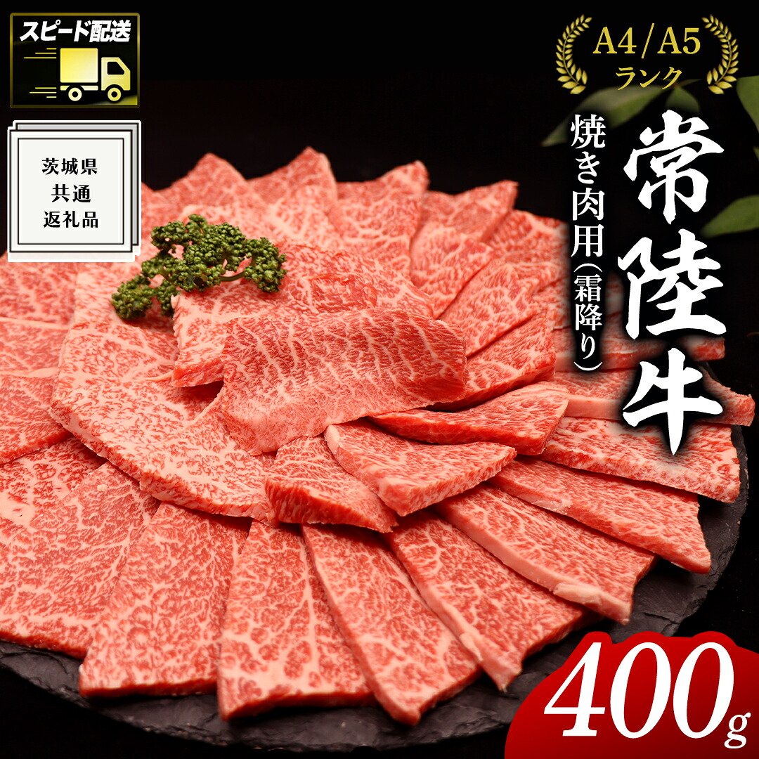 【ふるさと納税】【最短5営業日!スピード発送】《 常陸牛 》焼肉 用 ( 霜降 ) 400g ( 茨城県共通返礼品 ) 国産 霜降り 焼肉 焼き肉 バーベキュー BBQ お肉 A4ランク A5ランク ブランド牛 黒毛和牛 和牛 国産黒毛和牛 国産牛|茨城県牛久市