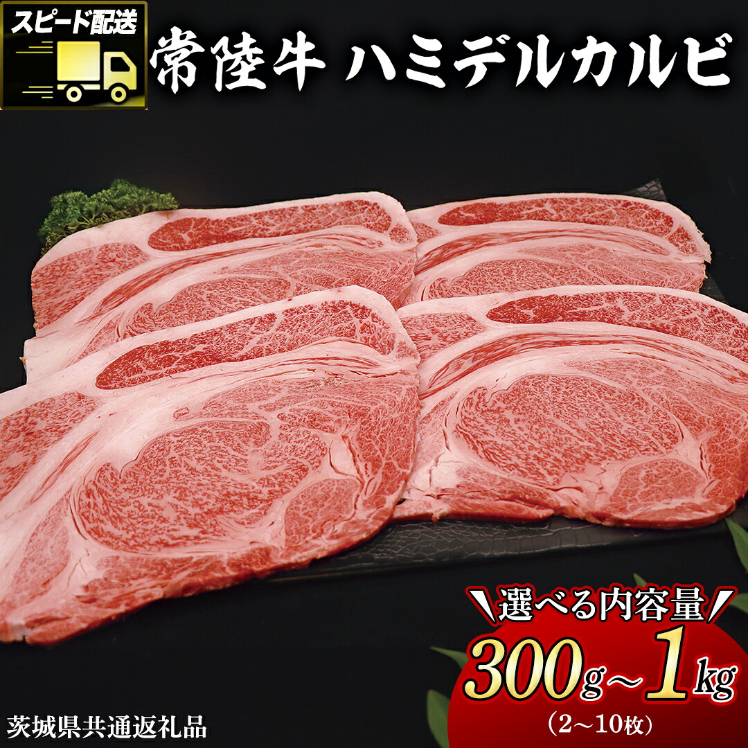 【ふるさと納税】 【 スピード発送 】 \ 選べる内容量 /常陸牛 ハミデルカルビ 300g 500g 1kg(茨城県共通返礼品) 国産 焼き肉 カブリ ゲタ リブ芯 リブ巻 中落ちカルビ バーベキュー BBQ お肉 ブランド牛 黒毛和牛 和牛 国産黒毛和牛 国産牛 牛肉|茨城県牛久市