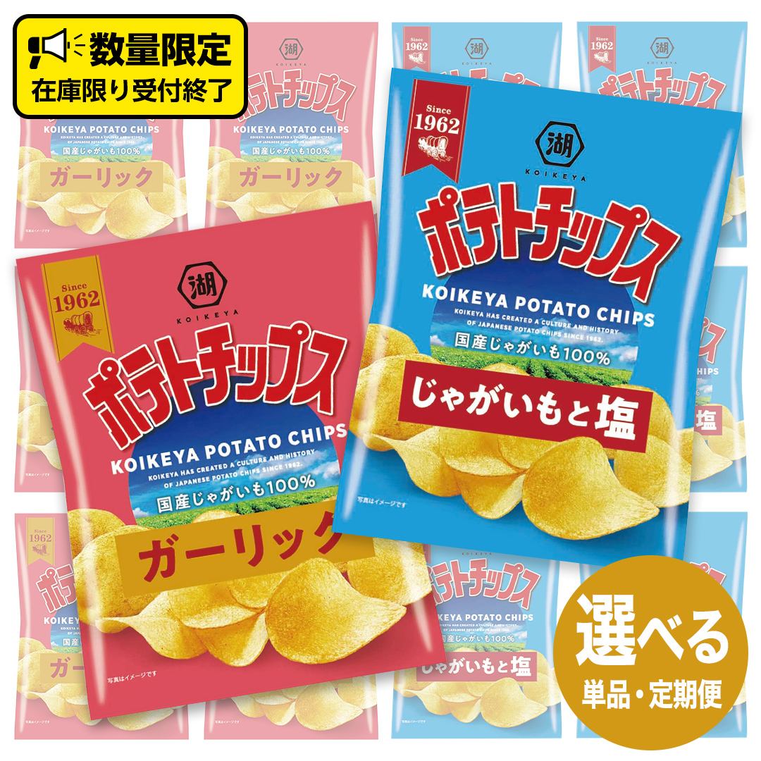 【ふるさと納税】湖池屋 ポテトチップス 2種類アソート （じゃがいもと塩・ガーリック）（各12袋・計24袋）選べる配送 単品 または 三か月連続定期便 ポテチ お菓子 おかし 大量 スナック 数量限定 頒布会 おつまみ 10,140円