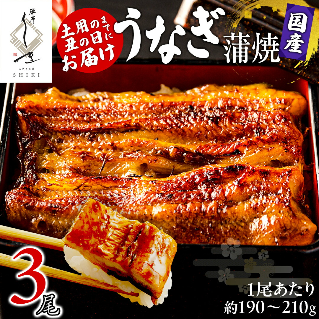 【ふるさと納税】【 麻布しき 】 国産 鰻 蒲焼 × 3尾 【 数量限定 寄附額 50000円 → 44000円 】 土用の丑の日 鰻祭り うなぎ ウナギ 冷凍 おいしい 蒲焼き かばやき たれ焼き 土用 丑の日 無頭 タレ 山椒 付 縁起 敬老の日 名店 老舗