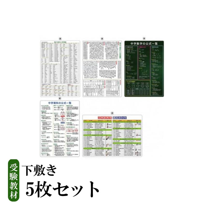 【ふるさと納税】 受験教材下敷き 5枚セット｜茨城県 つくば 下敷き 文房具 教材 ツール 高校受験 暗記 記憶 視覚 勉強 学習 受験 テスト 試験 隙間時間 中学生 理科 国語 数学 歴史 英語 5教科 セット フライング・エッグ 人気 おすすめ