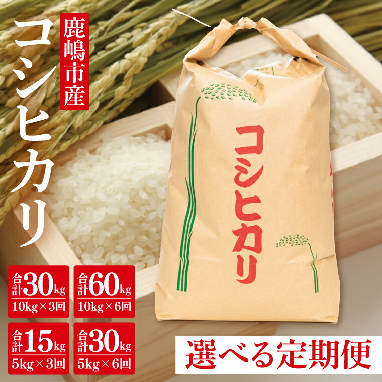【ふるさと納税】【選べる】【先行予約】【定期便】コシヒカリ5kg~10kg×3回~6回　鹿嶋市産【こしひかり 茨城県 鹿嶋市 15000円以内】（KDS-8）