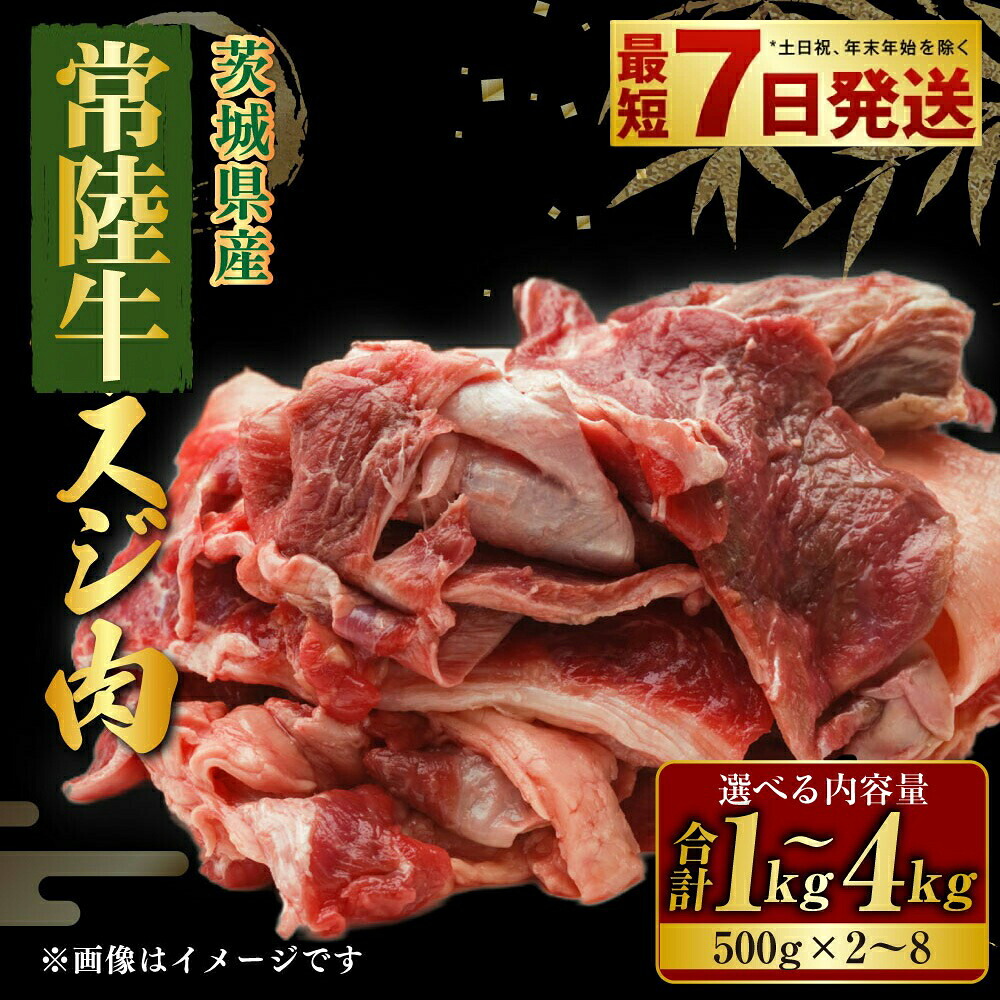 【ふるさと納税】常陸牛 スジ肉 500g×2～ 8 合計1～4kg | 小分け 茨城県産 牛すじ煮込み おでん カレー 冷凍 国産