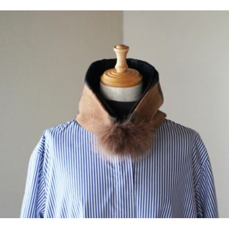 【ふるさと納税】Made in Japan カシミヤティペット（モカ／ブラックチェック） RF254-NT【ファッション小物・ファッション・カシミヤティペット・カシミヤ】｜茨城県守谷市