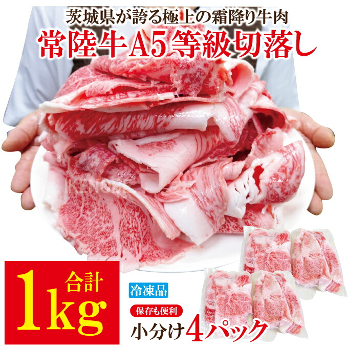 【ふるさと納税】常陸牛 A5等級 切落し 計1kg [500g&times;2パック] 茨城県共通返礼品 国産 5等級 A5ランク 茨城県 牛肉 肉 霜降り 切り落とし きりおとし 小間切れ 冷凍 牛丼 すき焼き カレー 小分け おかず【そうざい男しゃく】【ho1561】｜茨城県常陸大宮市