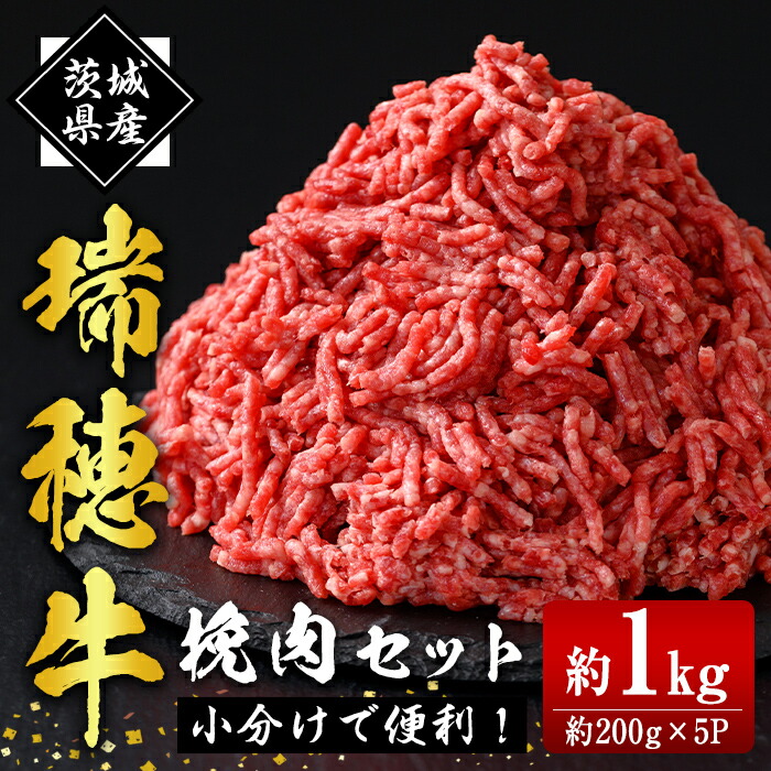 【ふるさと納税】瑞穂牛挽肉セット 約1Kg 1000g 牛肉 瑞穂牛 ひき肉 ブランド牛 茨城県 ミンチ 冷凍配送 200g×5袋パック 小分け 牛ミンチ 肉 国産 国産牛 挽き肉 挽肉 ハンバーグ 【（株）フロンティアロード】 【ho0865】