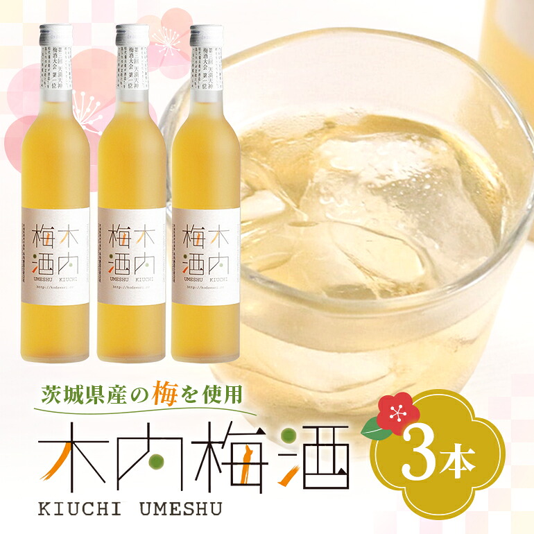 【ふるさと納税】梅酒 木内梅酒 3本セット 500ml×3本 果実酒 ウメ 人気 お土産 ギフト フルーティー 内祝い ご褒美 国産 紀州南高梅使用 お歳暮 お歳暮ギフト プレゼント お中元 敬老の日 うめ酒 梅酒 酒 アルコール 梅 常温 常温保存 送料無料|茨城県那珂市