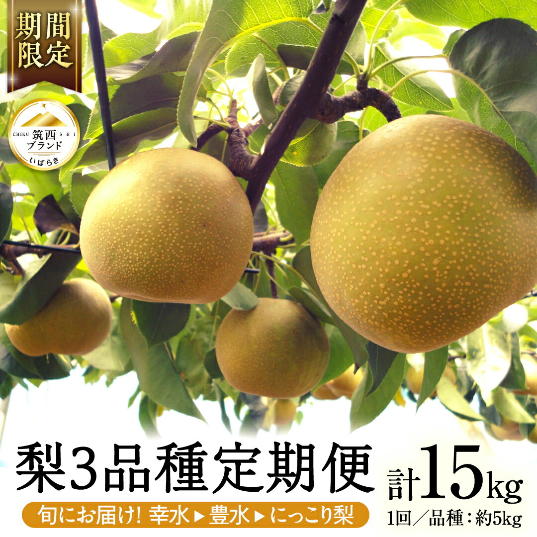 【ふるさと納税】【 JA 北つくば 】 筑西ブランド 認証品 梨 3種 定期便 セット 2025年産 先行予約 15kg ( 幸水 豊水 にっこり ) 果物 フルーツ なし ナシ 和梨 [AE031ci]