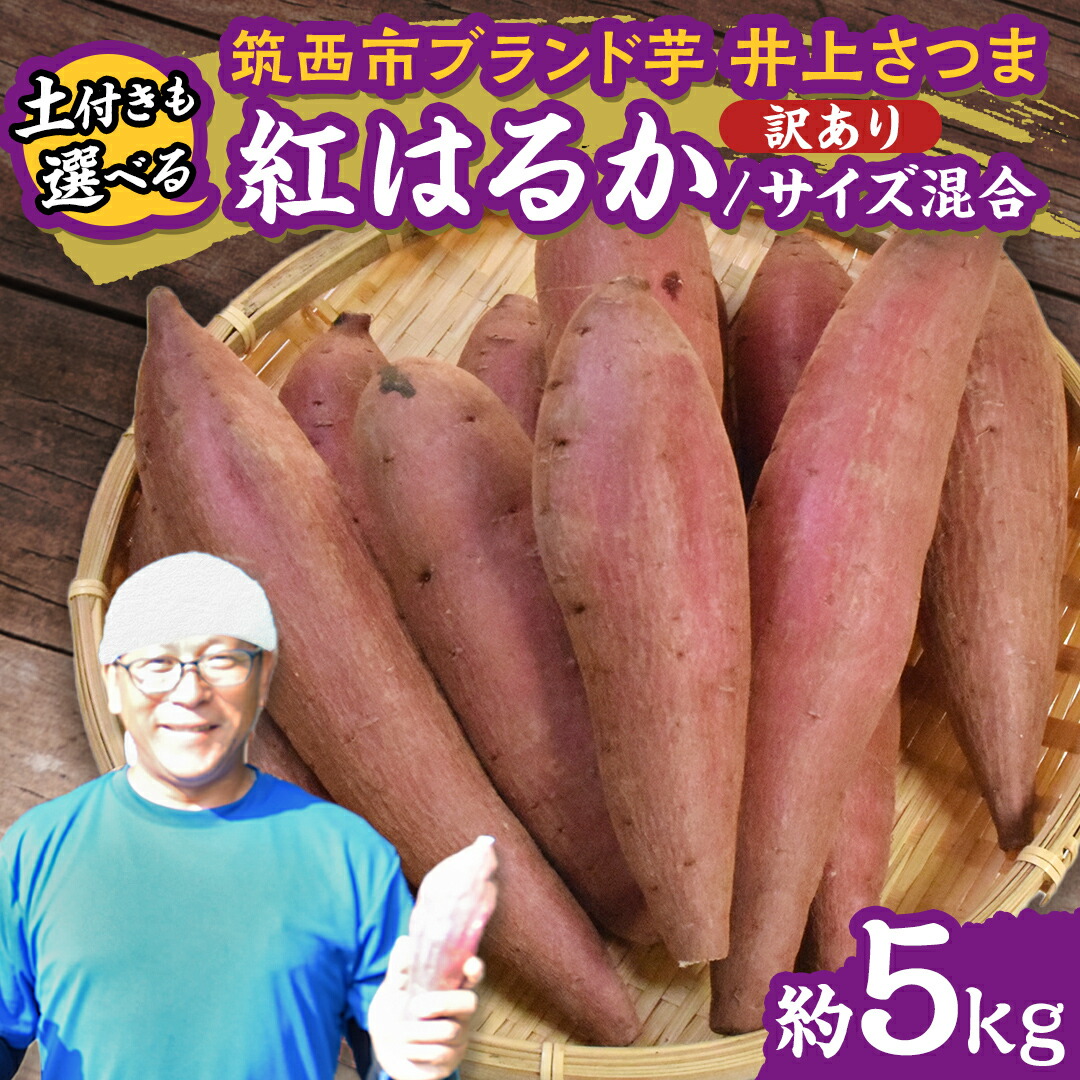【ふるさと納税】【 よしのいも 】訳あり 井上さつま 「 紅はるか 」 サイズ混合 約5kg ( 選べる 土付き / 土なし ) 完熟 さつまいも いも おいも 焼き芋 芋 おやつ まごころ野菜よしの