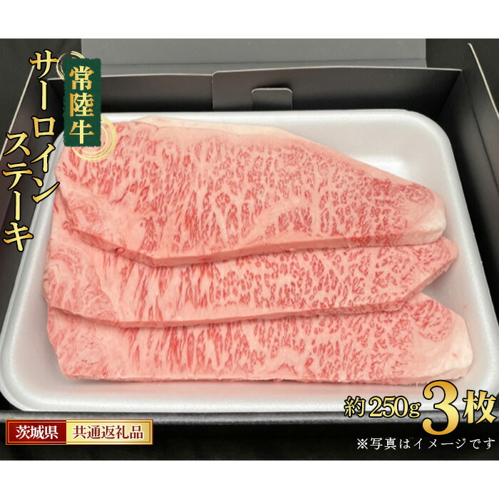 【ふるさと納税】【常陸牛】サーロインステーキ 約250g×3枚<茨城県共通返礼品> / お肉 牛肉 最高級 ブランド お祝い 御祝 送料無料 茨城県 No.459|茨城県坂東市