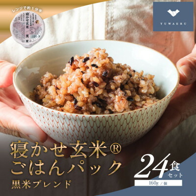 【ふるさと納税】寝かせ玄米ごはんパック　黒米ブレンド 【160g×24食】_ ごはんパック ご飯 パックご飯 玄米 玄米ごはん 米 24食 寝かせ玄米 レンジ 簡単 便利 手軽 保存食 備蓄 常温保存 レトルト 黒米 ギフト 自宅用 送料無料 【配送不可地域：離島・沖縄県】【1587825】