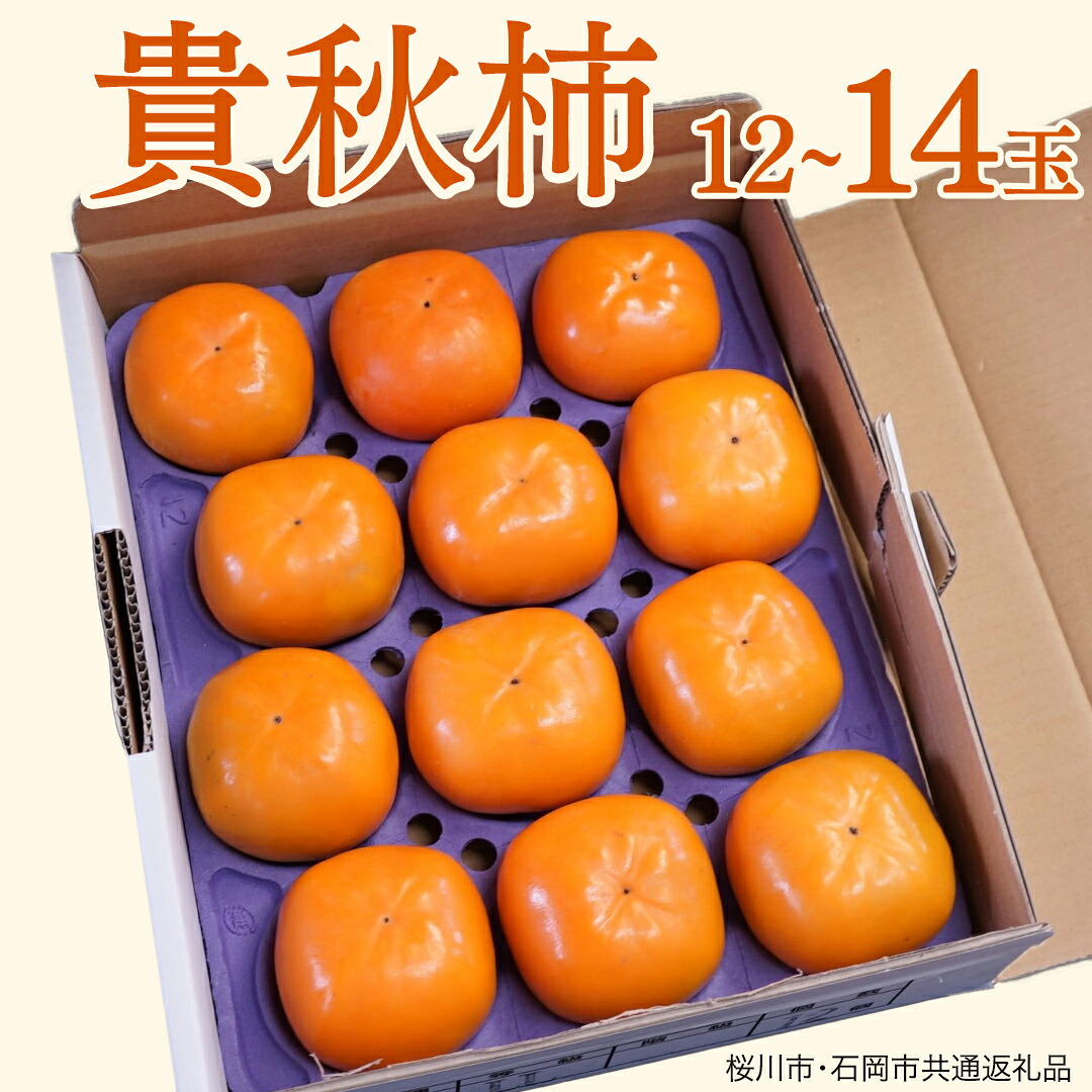【ふるさと納税】貴秋柿 12～14玉 (桜川市・石岡市共通返礼品) 果物 くだもの フルーツ 柿 かき 2026年11月上旬以降発送｜茨城県桜川市 7,400円
