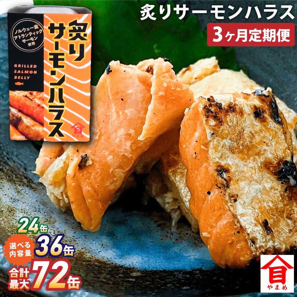 【ふるさと納税】【3ヶ月定期便】炙りサーモンハラス 100g セット（8缶・12缶・24缶） 大西洋さけ アトランティックサーモン ハラス さけ サケ 鮭 魚 缶詰め ノルウェー産 茨城県 神栖市 送料無料 24,000円