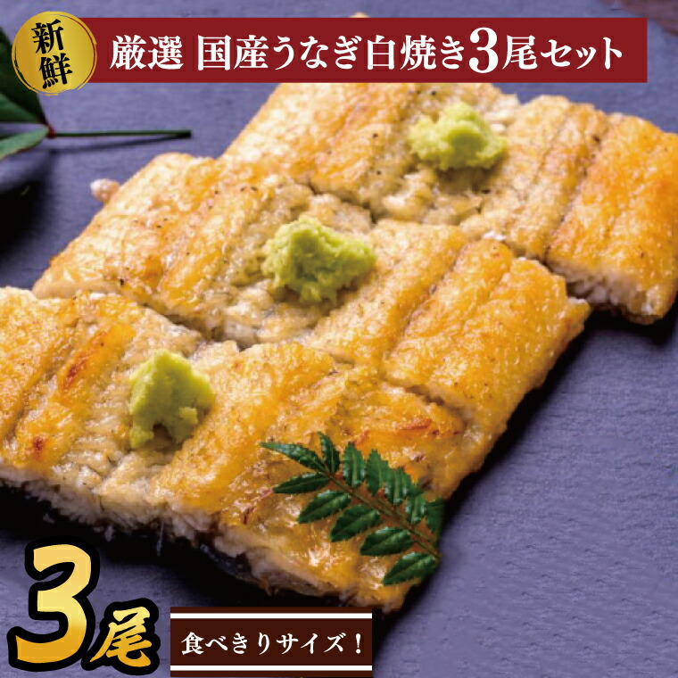 【ふるさと納税】食べ切りサイズ！国内産うなぎの白焼(酒蒸し)100～120g 3尾　計300g以上|うなぎ 鰻 白焼 酒蒸し 食べ切り 茨城県 行方市（AD-129-1）