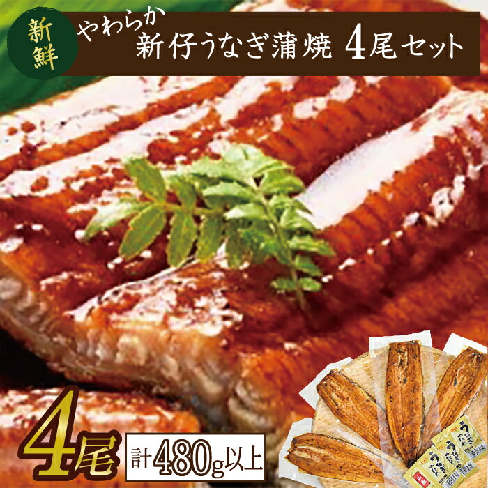 【ふるさと納税】やわらか新仔うなぎ蒲焼120～140ｇ　4尾　計480ｇ以上(AD-83-1)