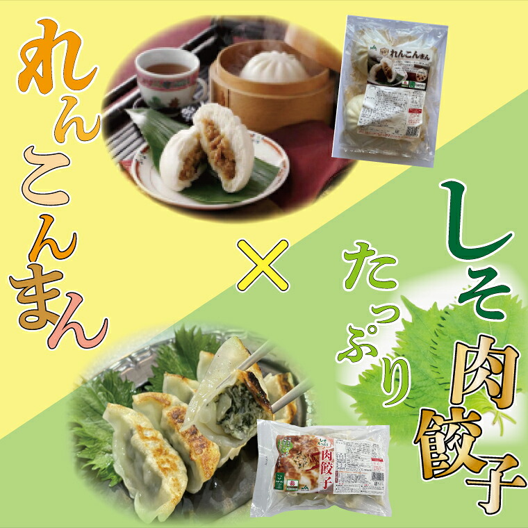 【ふるさと納税】【ローズポーク使用】JA・れんこんまん（4個）＋しそたっぷり肉餃子（30個）セット｜AE-50 の商品写真