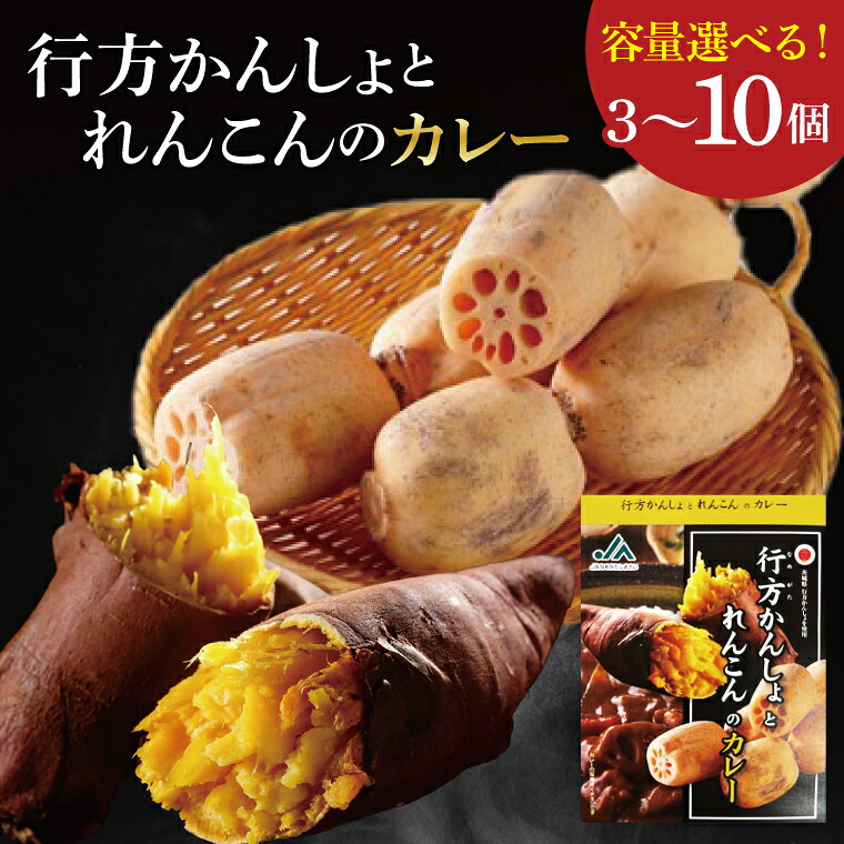 【ふるさと納税】【選べる】~GI登録「さつまいも」使用~行方かんしょとれんこんのカレー(200g×3個)|カレー レトルト レトルトカレー ご当地 ご当地カレー 人気 オススメ 便利 特産品 地元特産品 茨城県 行方市(AE-142)|茨城県行方市