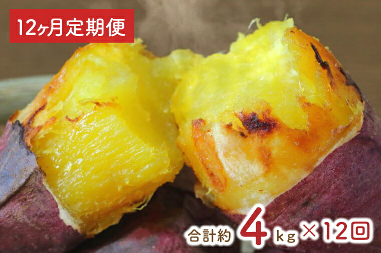 【ふるさと納税】【2025年1月中旬より順次発送】【12ヶ月定期便】★訳あり★紅はるか冷凍焼き芋約3.7kg＋おまかせ品種さつまいも　合計約4kg（EY-31）