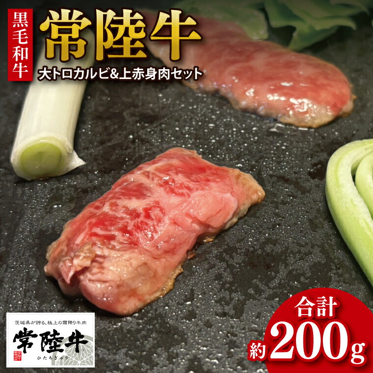 【ふるさと納税】《限定》【数量限定】【最短7日発送】黒毛和牛 常陸牛 大トロカルビ(約100g) 上赤身肉(約100g)セット|肉 牛肉 和牛 国産 茨城県産 すぐ 届く(HI-1)|茨城県行方市