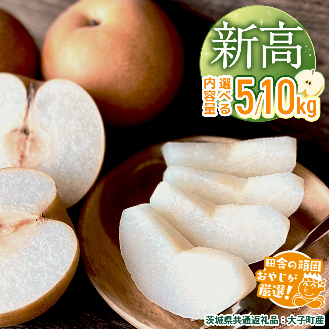 【ふるさと納税】＼ 選べる内容量 ／ 梨 新高 5kg / 10kg 【2026年10月より発送開始】（茨城県共通返礼品 [梨]：大子町産）田舎の頑固おやじが厳選！ なし 新高梨 和梨 フルーツ 果物 くだもの 高糖度 ギフト 茨城