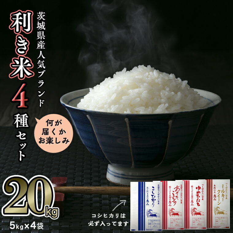 市場 ふるさと納税 先行予約 茨城県産米4種類食べ比べセット精米20kg