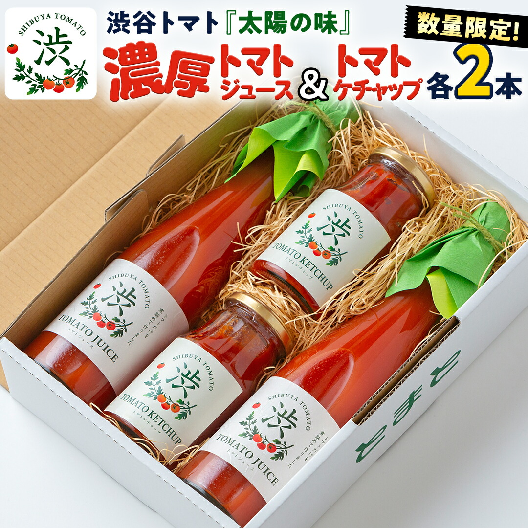 【ふるさと納税】【 数量限定】【先行予約 】 -太陽の味- トマトジュース・トマトケチャップ各2本セット トマト フルーツトマト ミニトマト 茨城 リコピン ビタミン 野菜 甘い 直売所 トマトジュース ケチャップ