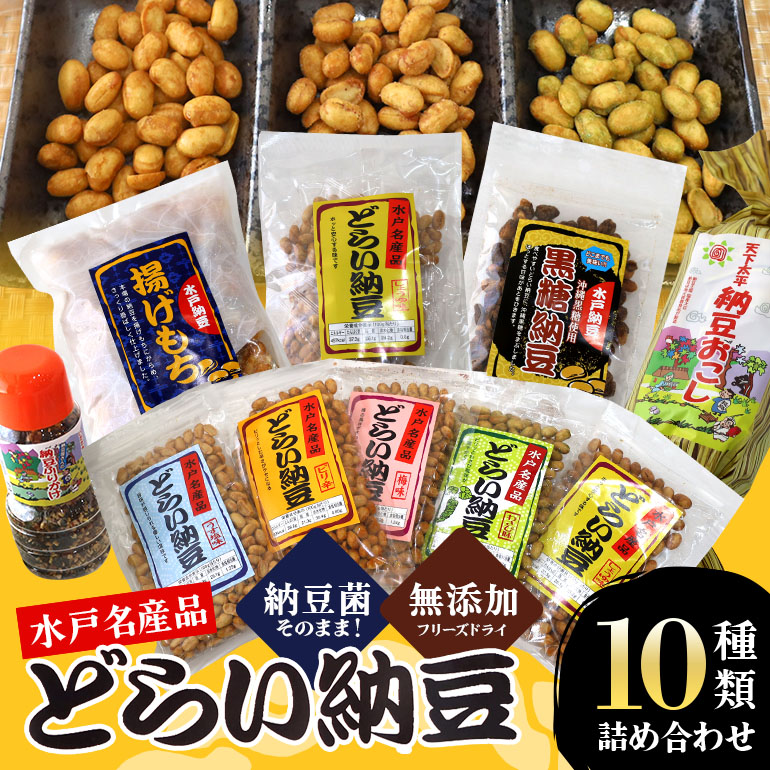 【ふるさと納税】どらい納豆詰合わせセット 10種 詰め合わせ ドライ納豆 乾燥納豆 干し納豆 ダイエット ギフト 納豆ふりかけ 国産 おつまみ おやつ お菓子 おかし スナック タンパク質 たんぱく質 小腹 ドライなっとう 常温 4-A
