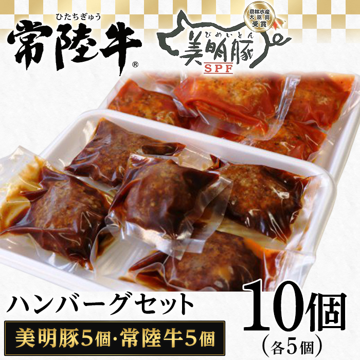 ふるさと納税 114肉の木村屋特製手作りハンバーグセット10個 美明豚5個 常陸牛5個 Bouncesociety Com