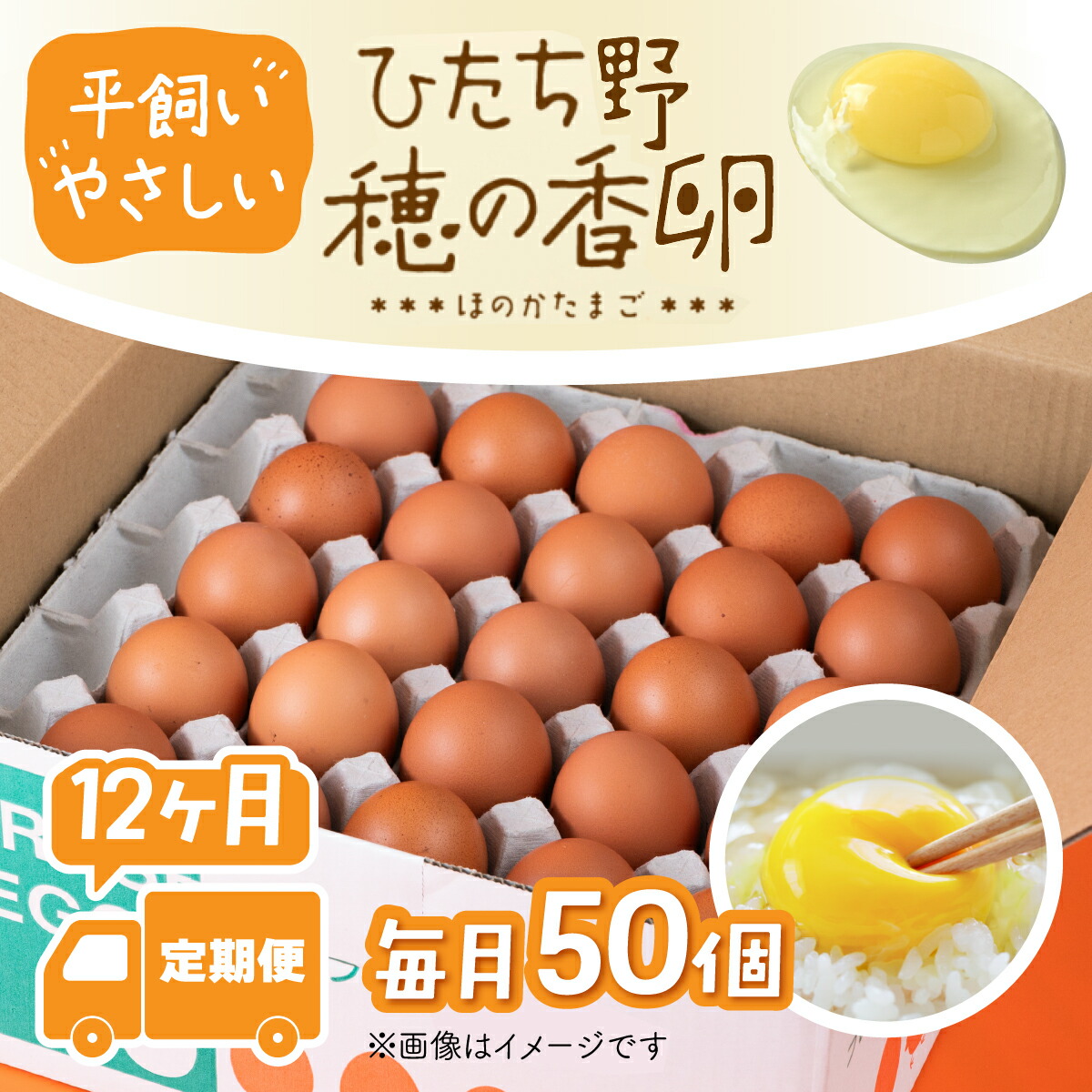 【ふるさと納税】たまご 平飼い 新鮮 卵かけごはん 国産 717 平飼い やさしい ひたち野 穂の香 卵 50個 12ヶ月 定期便【小幡畜産】