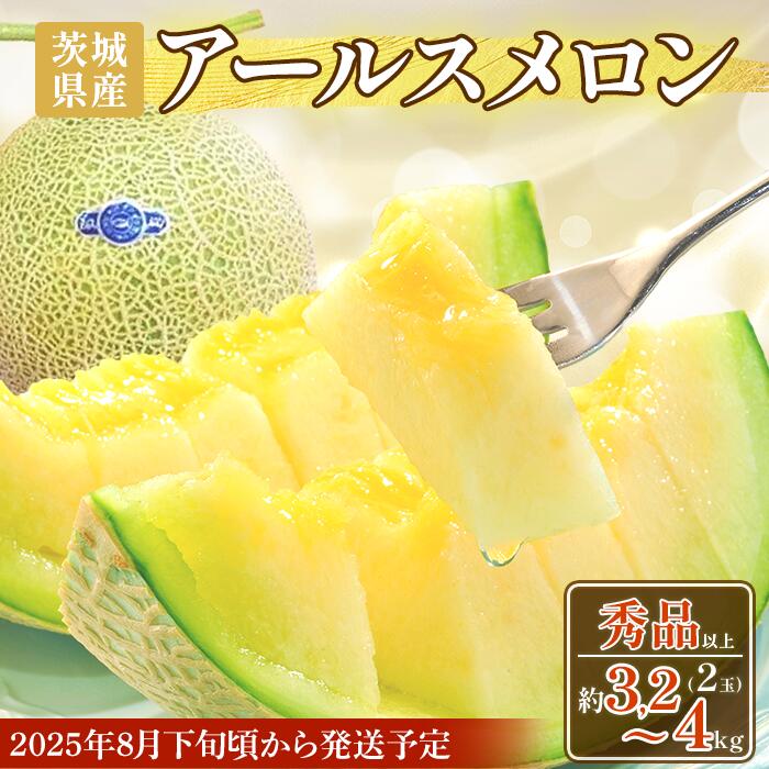 【ふるさと納税】フルーツ 先行予約 メロン めろん 茨城 秀品 177 アールスメロン 秀品 2玉 約3.2kg～4kg 茨城県 JA水戸産 めろん 果物 フルーツ 先行予約 2025年8月下旬頃より発送予定