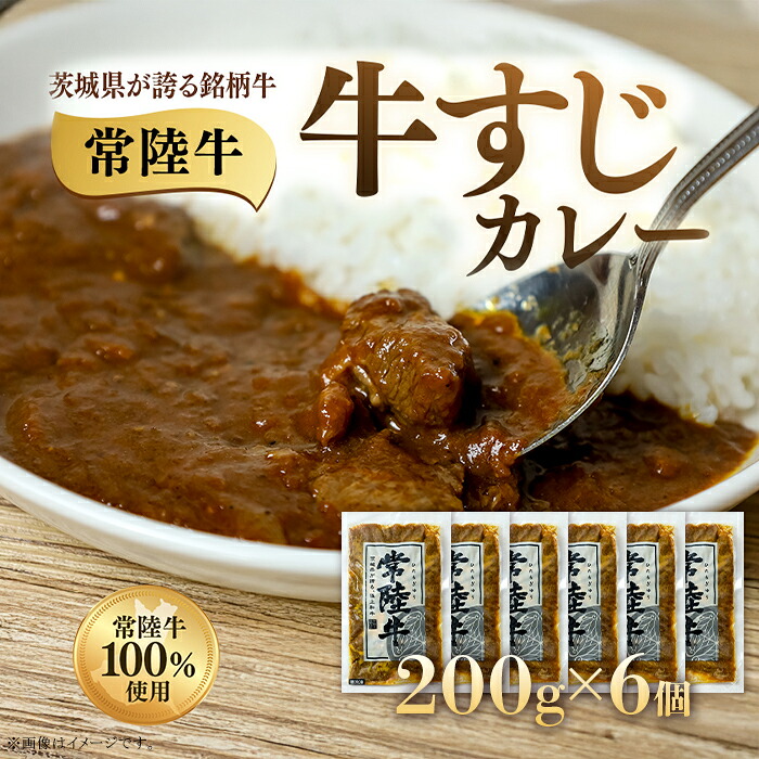 【ふるさと納税】カレー 冷凍 レトルト パック 便利 お手軽 湯銭 簡単 本格 牛すじカレー 200g&times;6個 茨城県 ブランド牛 常陸牛 使用 521｜茨城県茨城町