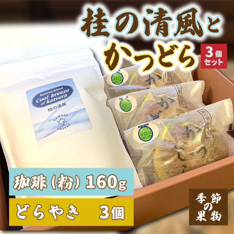 【ふるさと納税】珈琲とかつどら3個セット【桂の清風(粉)/季節の果物】(AF088)