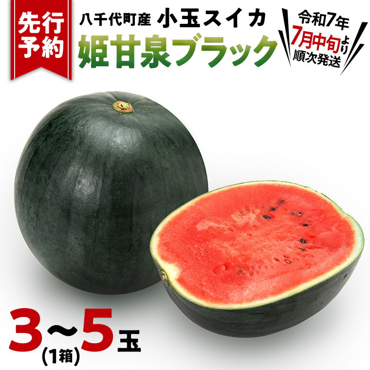 【ふるさと納税】先行予約 小玉スイカ 姫甘泉ブラック 1箱（３～5玉入り）八千代町産 【 7月中旬 以降発送】 黒皮 すいか スイカ 西瓜 小玉 果物 フルーツ お取り寄せ 産地直送 茨城県